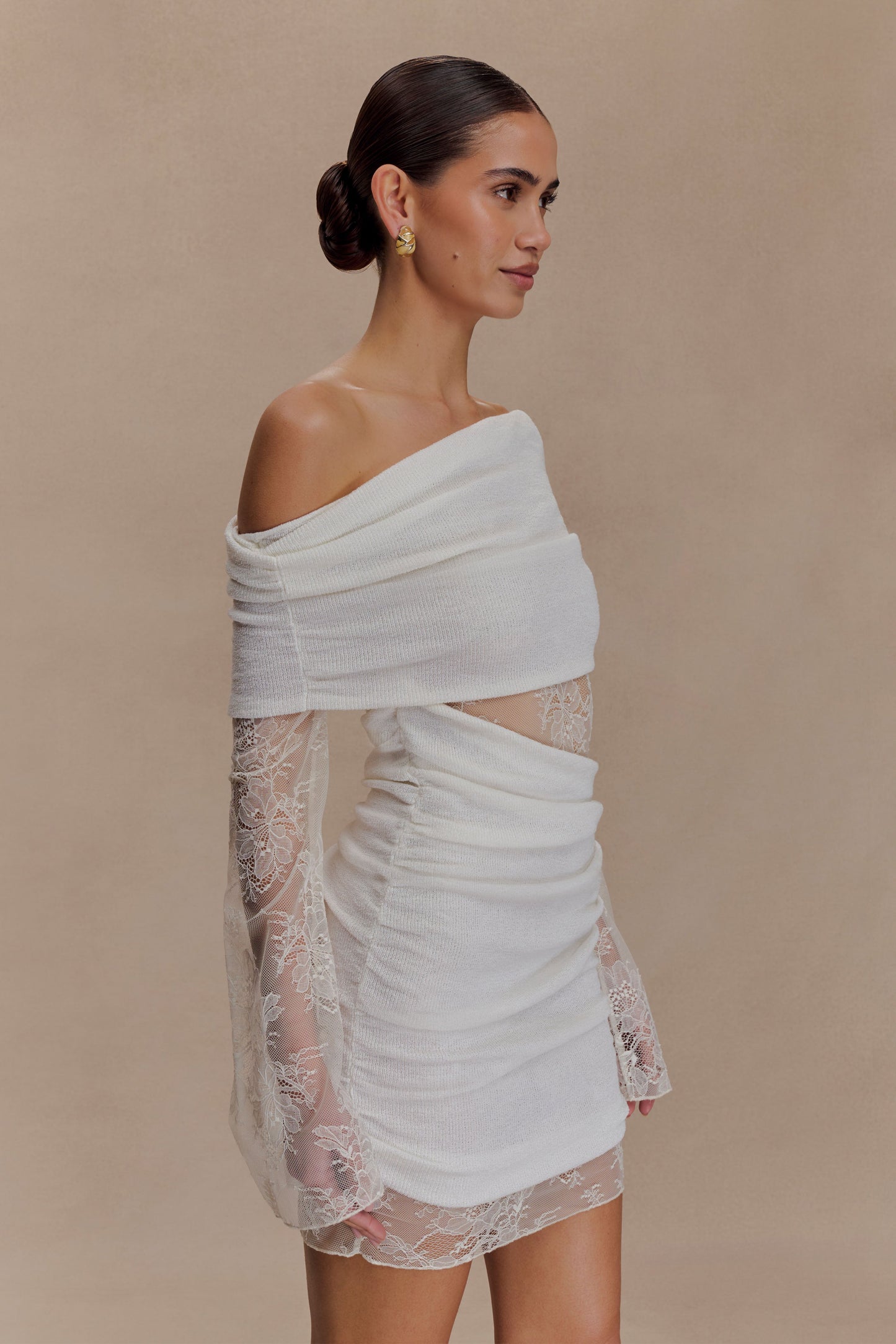 Luxie Ivory Lace Knit Mini Dress