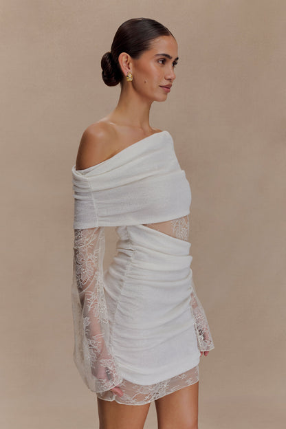 Luxie Ivory Lace Knit Mini Dress