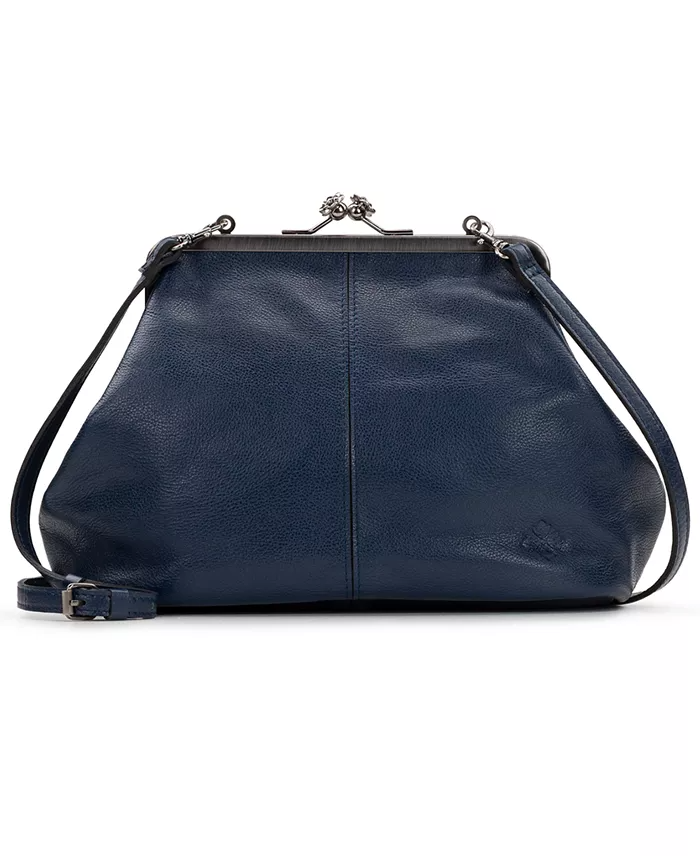 Classic Kiss-lock Closure Adorned Leather Bag